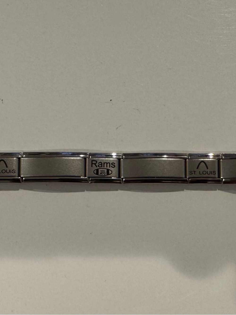 St. Louis Rams Silver Stainless Steel Link Bracelet